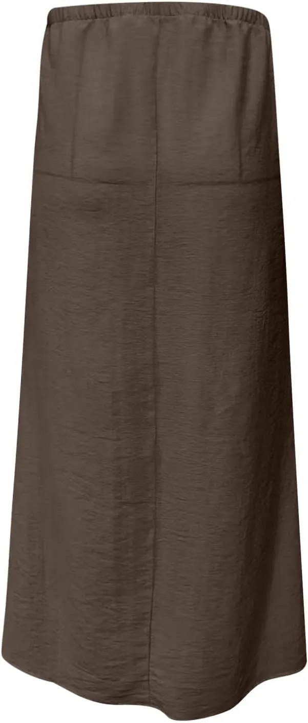 Linen Skirts for Women Summer Trendy Drawstring Low Waist A Line Skirt Casual Loose Flowy Beach Vacation Boho Skirts