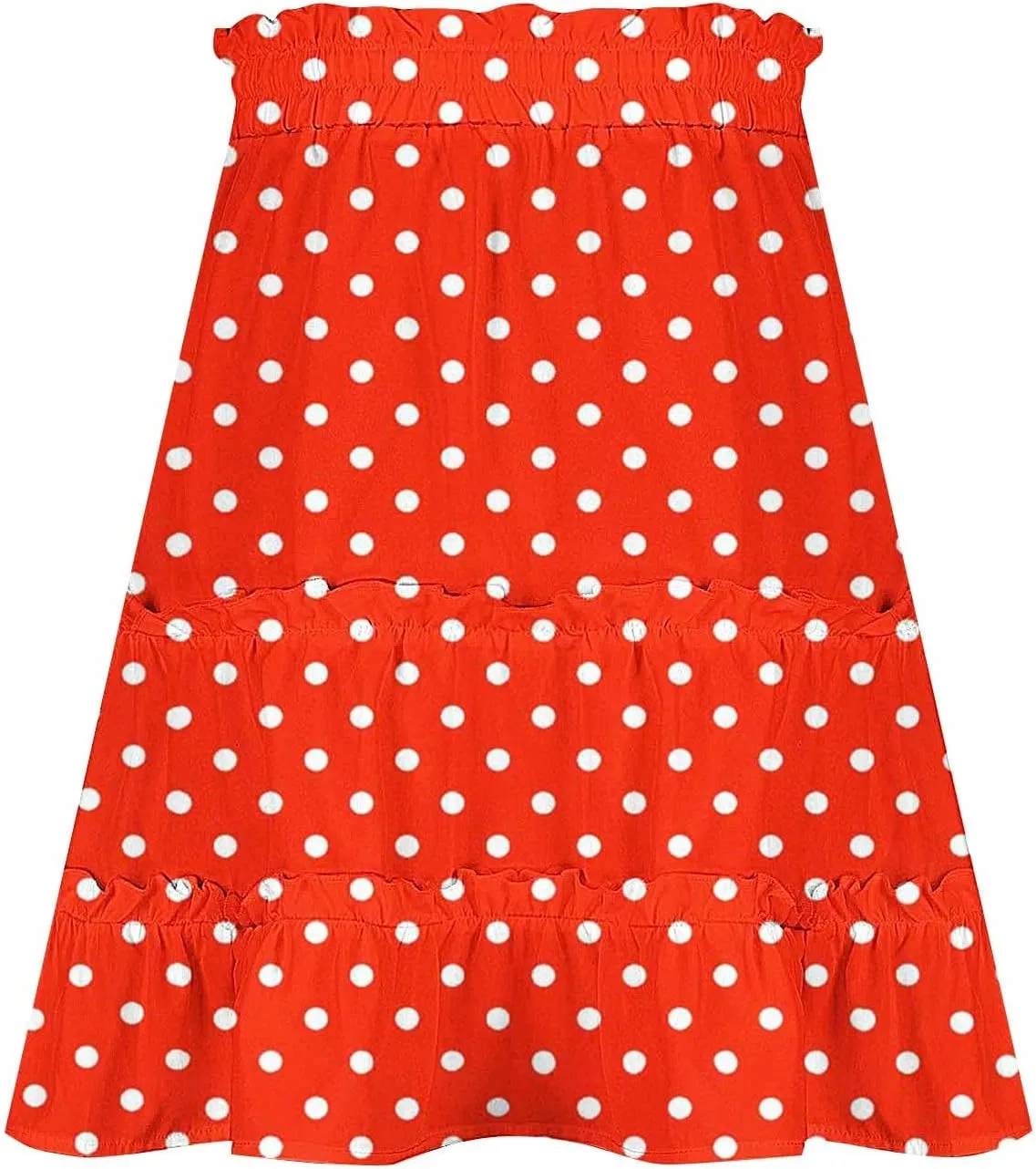 Lmdudan 2025 Polka Dots Skirts for Women Summer High Waist Ruffle Short Mini Skirts Drawstring Tie Flowy Beach Skirt
