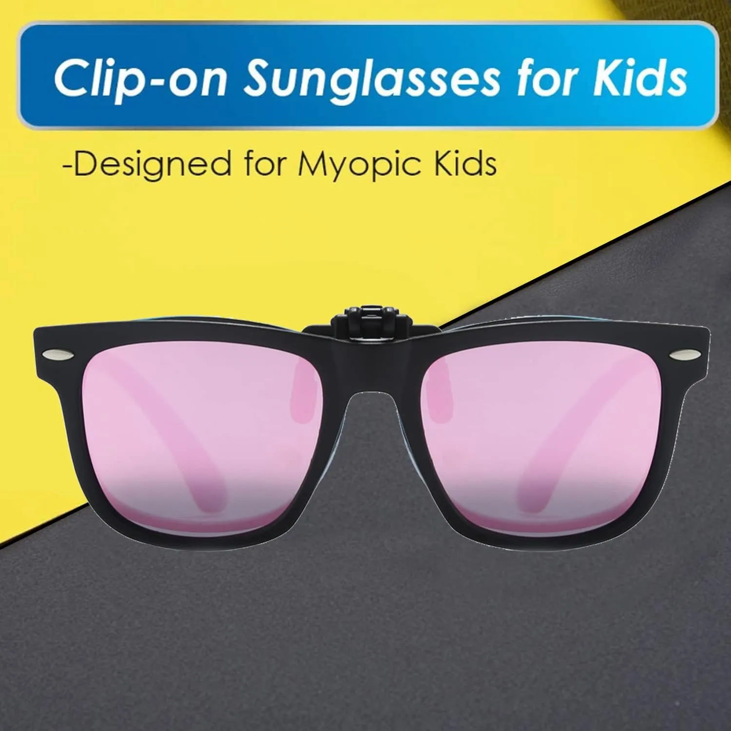 Long Keeper Kids Polarized Clip On Sunglasses Teen Boys Girls Square Flip Up Clip-on Sunglasses Over Glasses