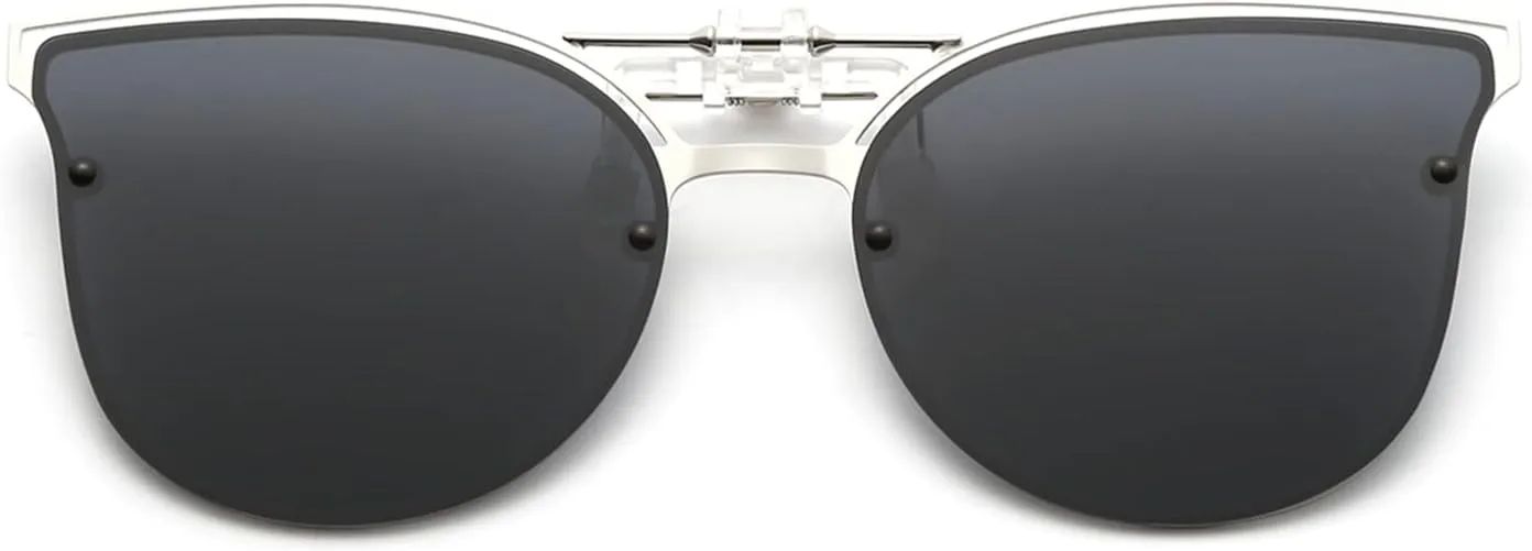 Long Keeper Metal Polarized Clip On Sunglasses Women Men Cat Eye Flip Up Driving Sunglasses for Prescription Glasses