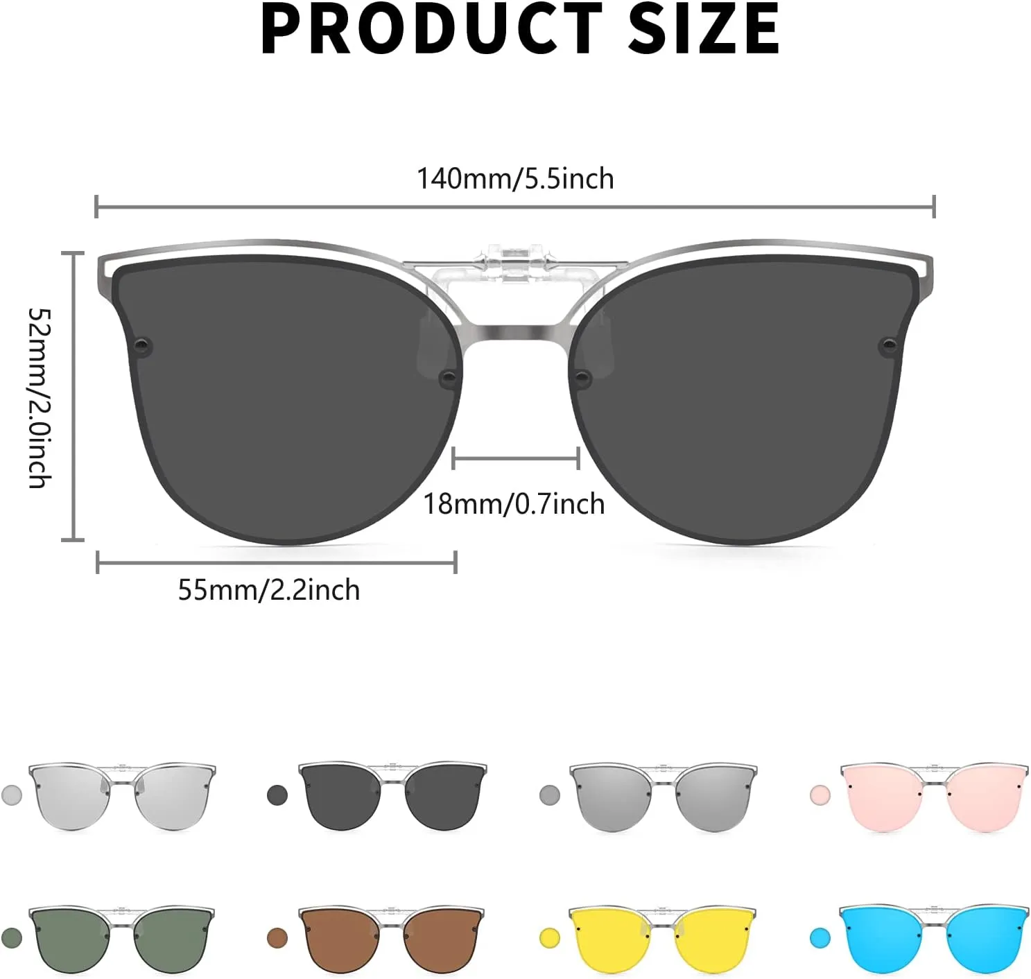 Long Keeper Metal Polarized Clip On Sunglasses Women Men Cat Eye Flip Up Driving Sunglasses for Prescription Glasses