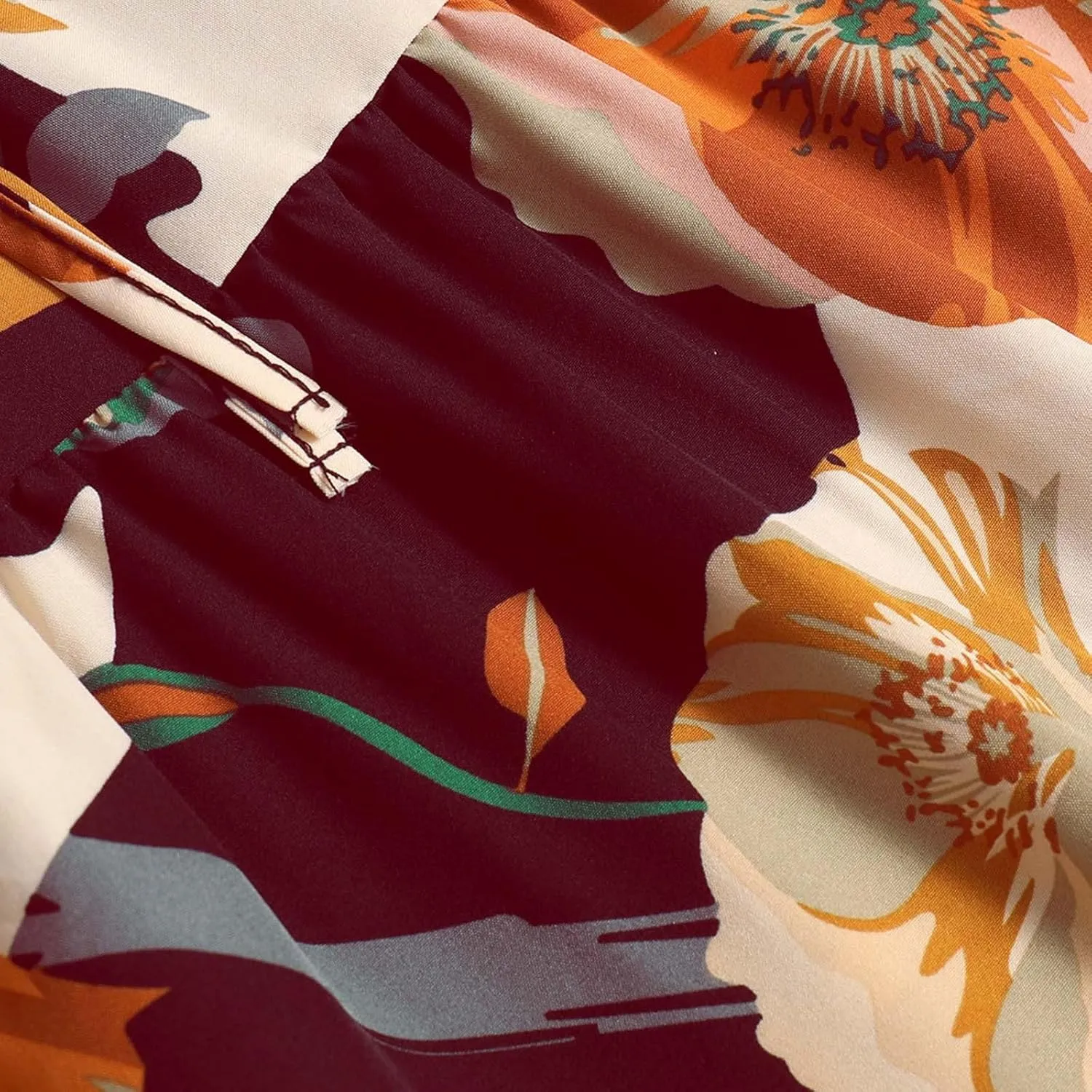 Long Skirt for Women Summer Trendy Bohemian Floral Print High Elastic Waist A-Line Loose Casual Boha Skirts for Vacation