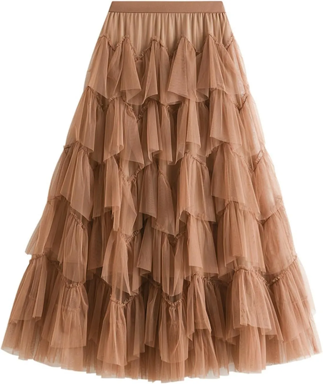 Long Skirts for Women Chiffon Layer Tiered Elegant Fairy Tulle Formal Party Dance Skirts