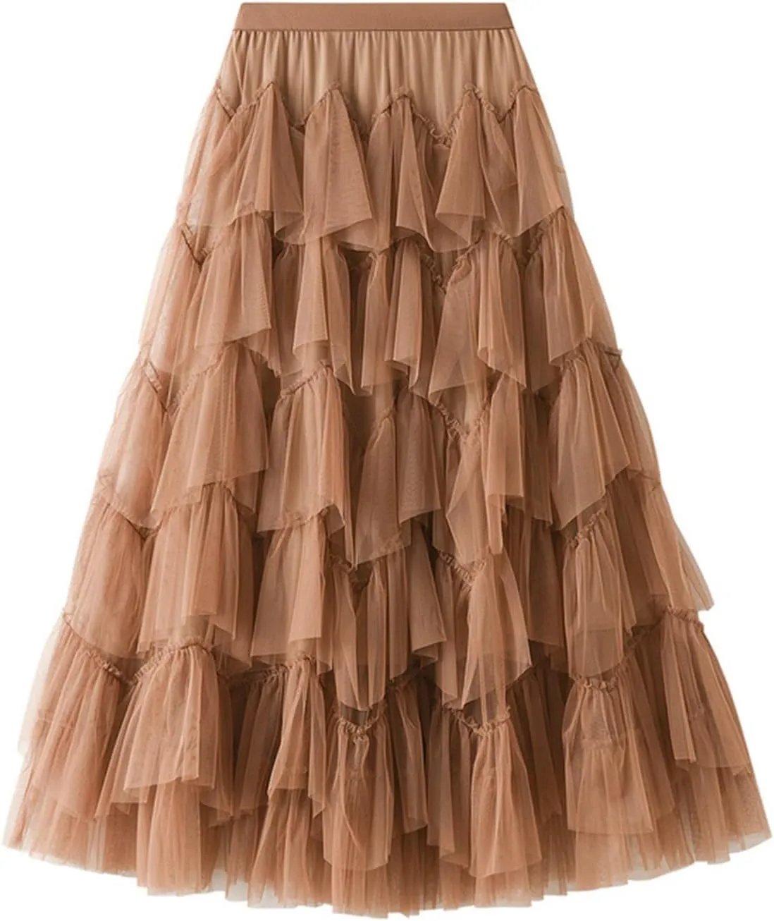 Long Skirts for Women Chiffon Layer Tiered Elegant Fairy Tulle Formal Party Dance Skirts