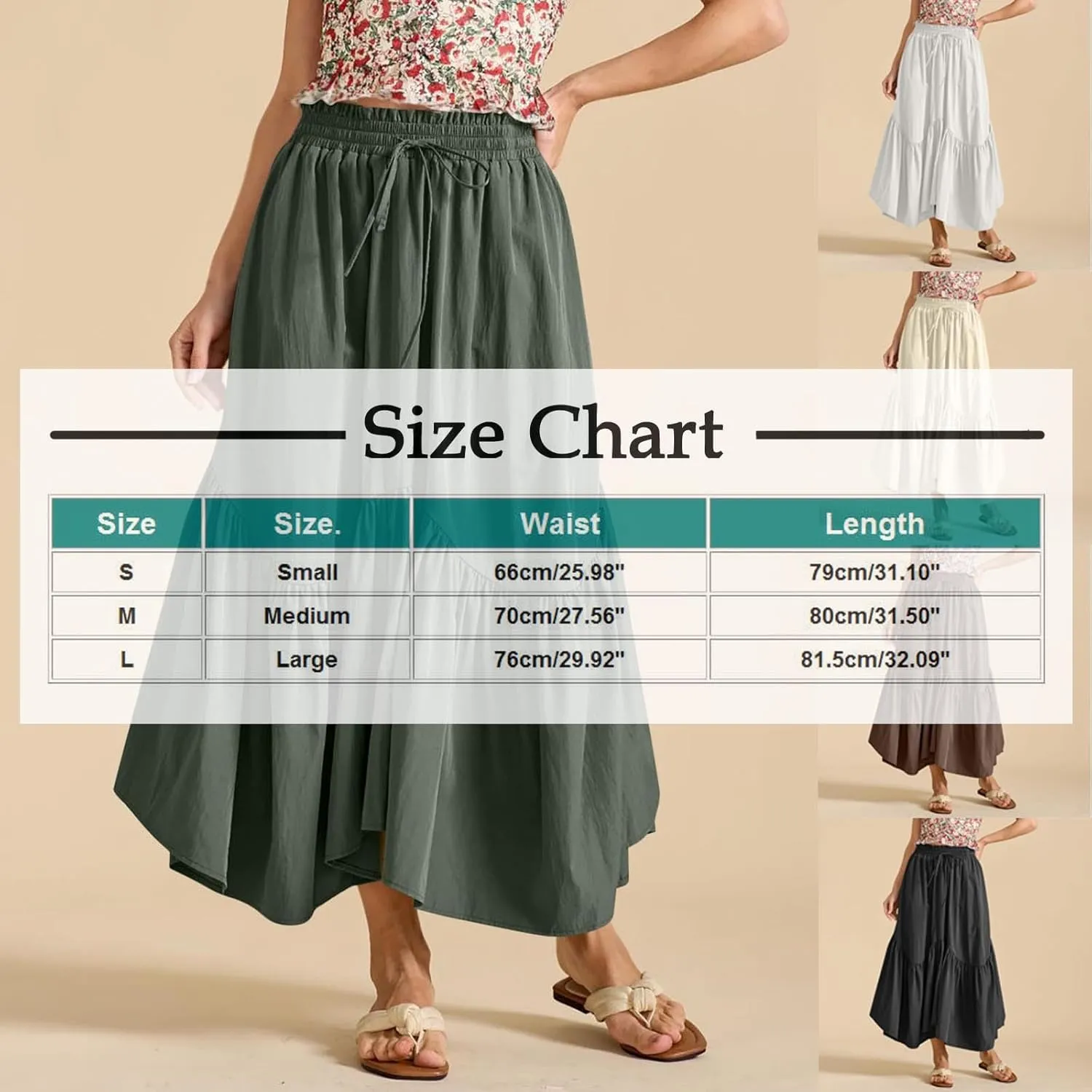 Long Skirts for Women Solid High Waisted Pleated Renaissance Skirt Casual Summer Fashion Flowy Tiered A-Line Skirts