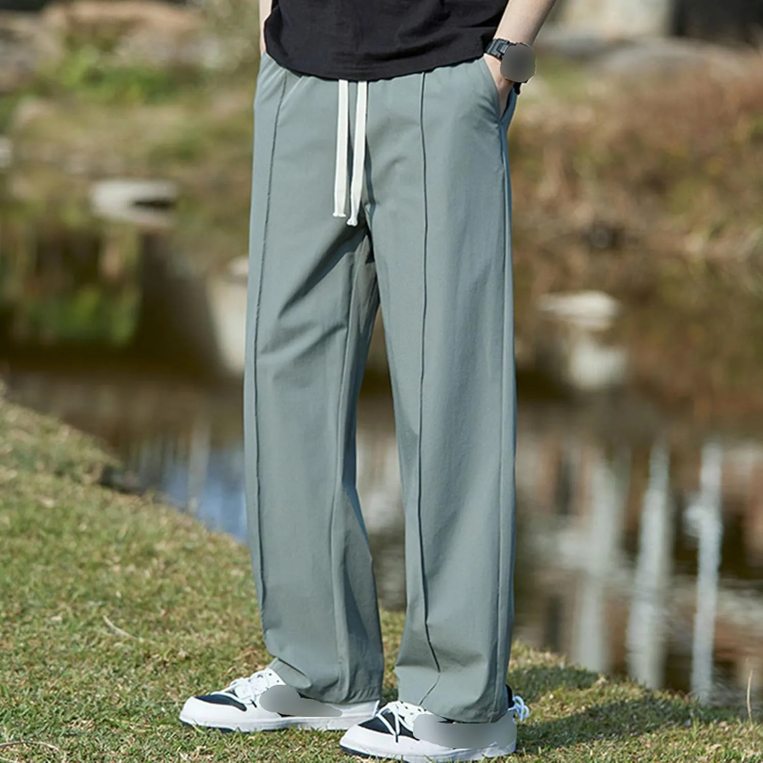 Maiyifu-GJ Mens Quick-Drying Casual Joggers Pants Drawstring Athletic Jogger Sweatpants Summer Casual Workout Hiking Trousers