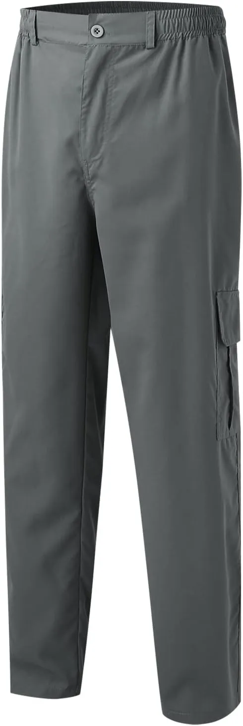Male Versatile All Season Cargo Pants Multi Pocket Zip Button Hem Solid Color Plus Size Trousers for Men High