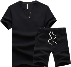 MANTORS Men's Tracksuit Summer 2 Pieces Casual Activewear Short Sleeve Shirt and Shorts
