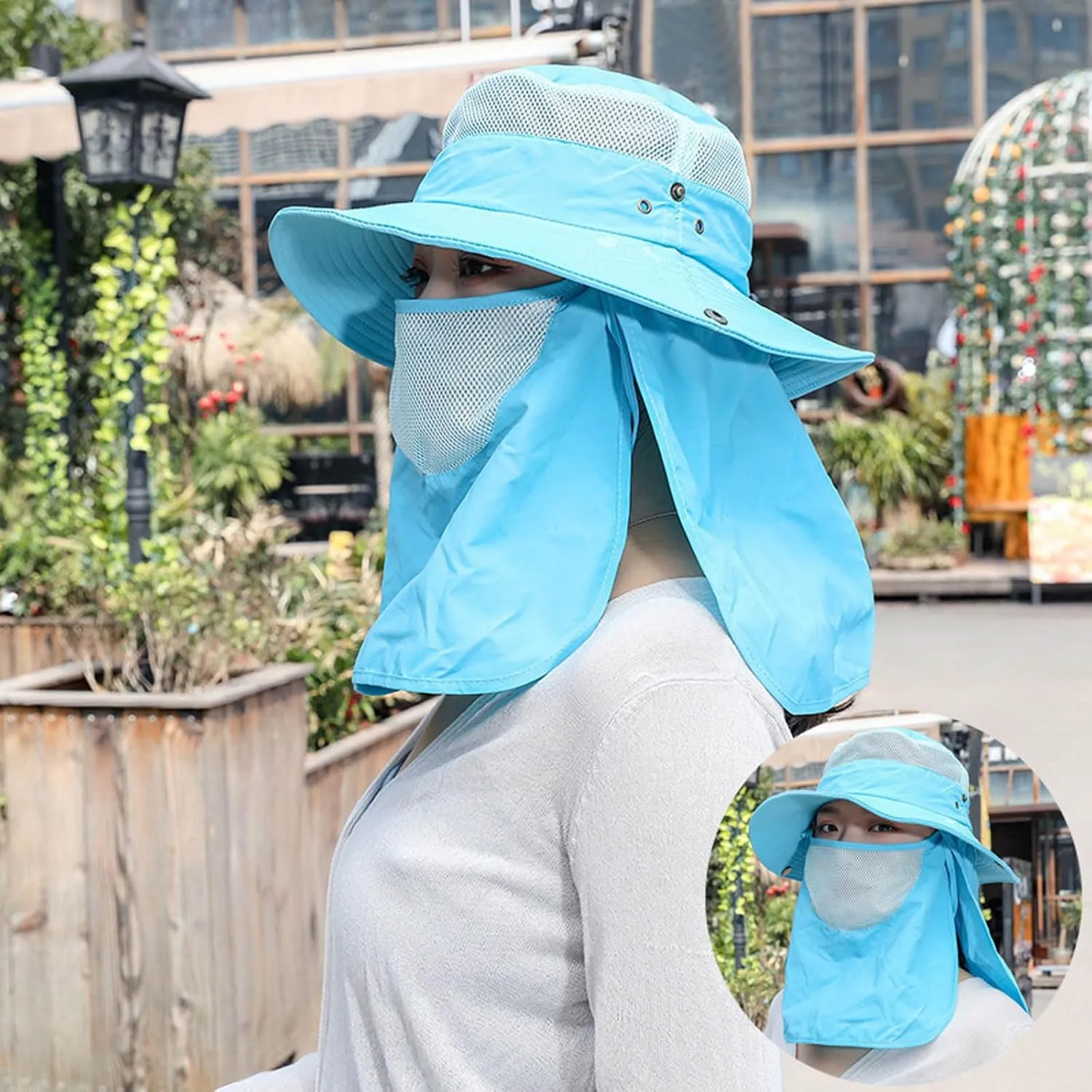 Men and Womens Summer Sun Hat Wide Brim Outdoor Hat Foldable Ponytail Bucket Cap for Beach Fishing Hiking Hat Hard Hat Sun Sh