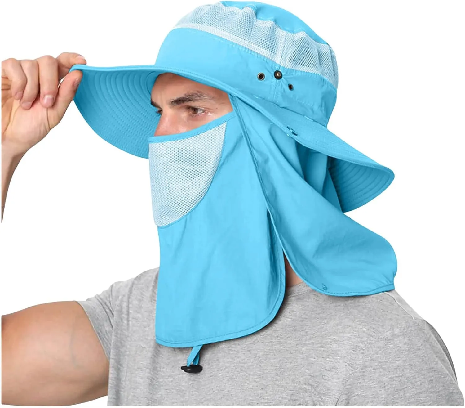Men and Womens Summer Sun Hat Wide Brim Outdoor Hat Foldable Ponytail Bucket Cap for Beach Fishing Hiking Hat Hard Hat Sun Sh