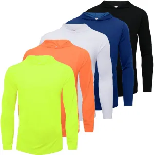 Men Hooded Long Sleeve T Shirts Pack Quick Dry Odor Protection Running Activewear Workout Performance Tee Shirts
