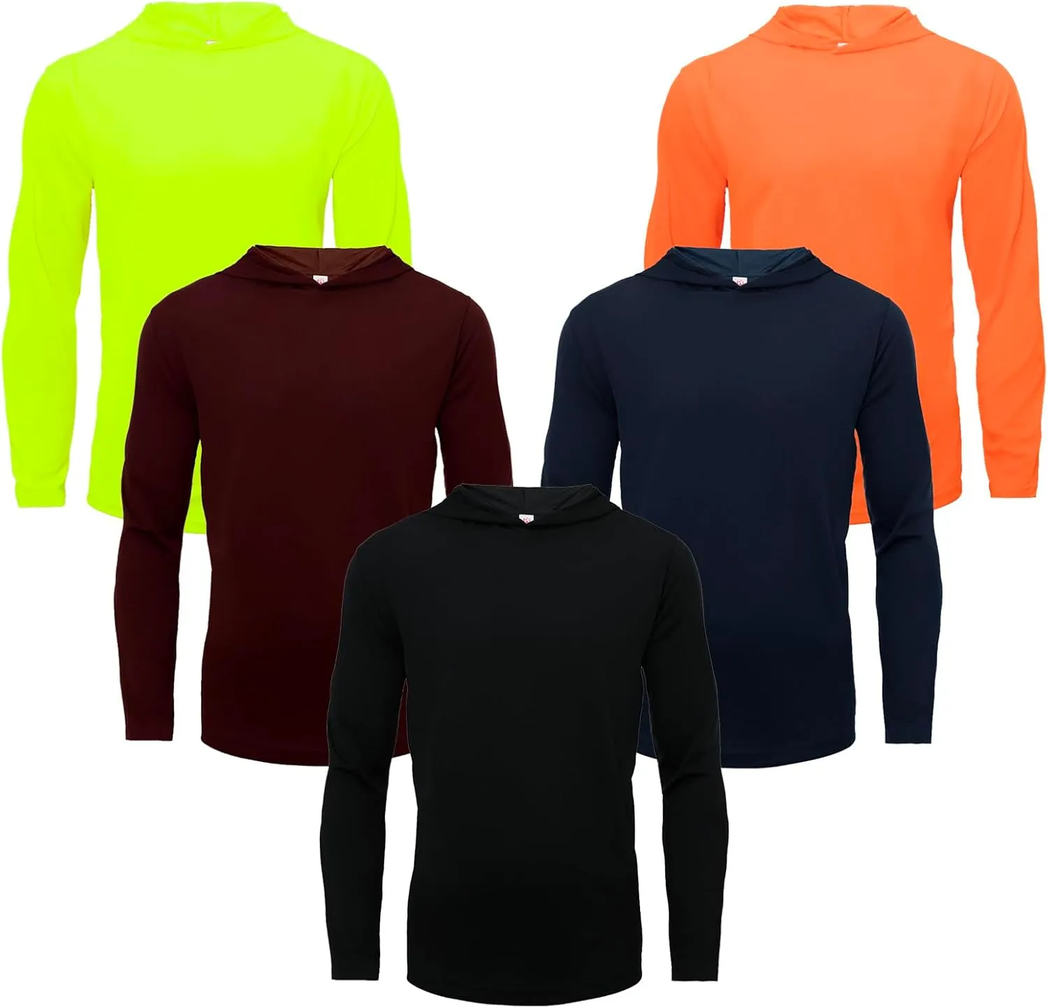 Men Hooded Long Sleeve T Shirts Pack Quick Dry Odor Protection Running Activewear Workout Performance Tee Shirts