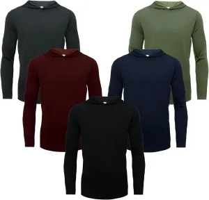 Men Hooded Long Sleeve T Shirts Pack Quick Dry Odor Protection Running Activewear Workout Performance Tee Shirts