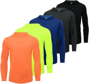 Men Hooded Long Sleeve T Shirts Pack Quick Dry Odor Protection Running Activewear Workout Performance Tee Shirts