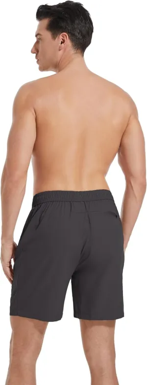 Men's Athletic Running Shorts Quick Dry Workout Shorts with Zip Pockets Lightweight Sports Gym Hiking Shorts
