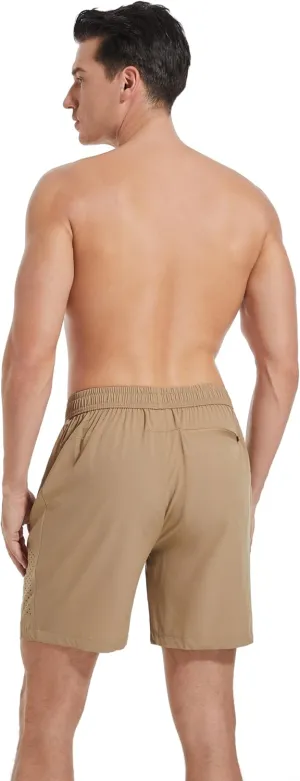 Men's Athletic Running Shorts Quick Dry Workout Shorts with Zip Pockets Lightweight Sports Gym Hiking Shorts