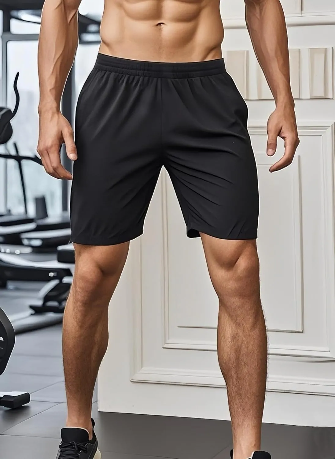 Men's Athletic Shorts Secure Pockets Gym Running Basketball Workout Elastic Waistband Quick Dry Activewear