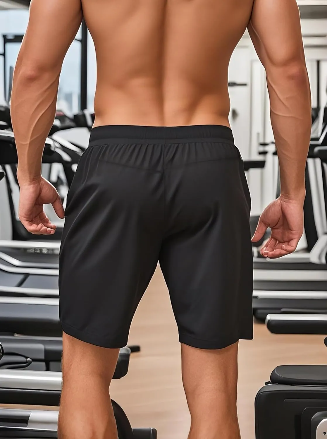 Men's Athletic Shorts Secure Pockets Gym Running Basketball Workout Elastic Waistband Quick Dry Activewear