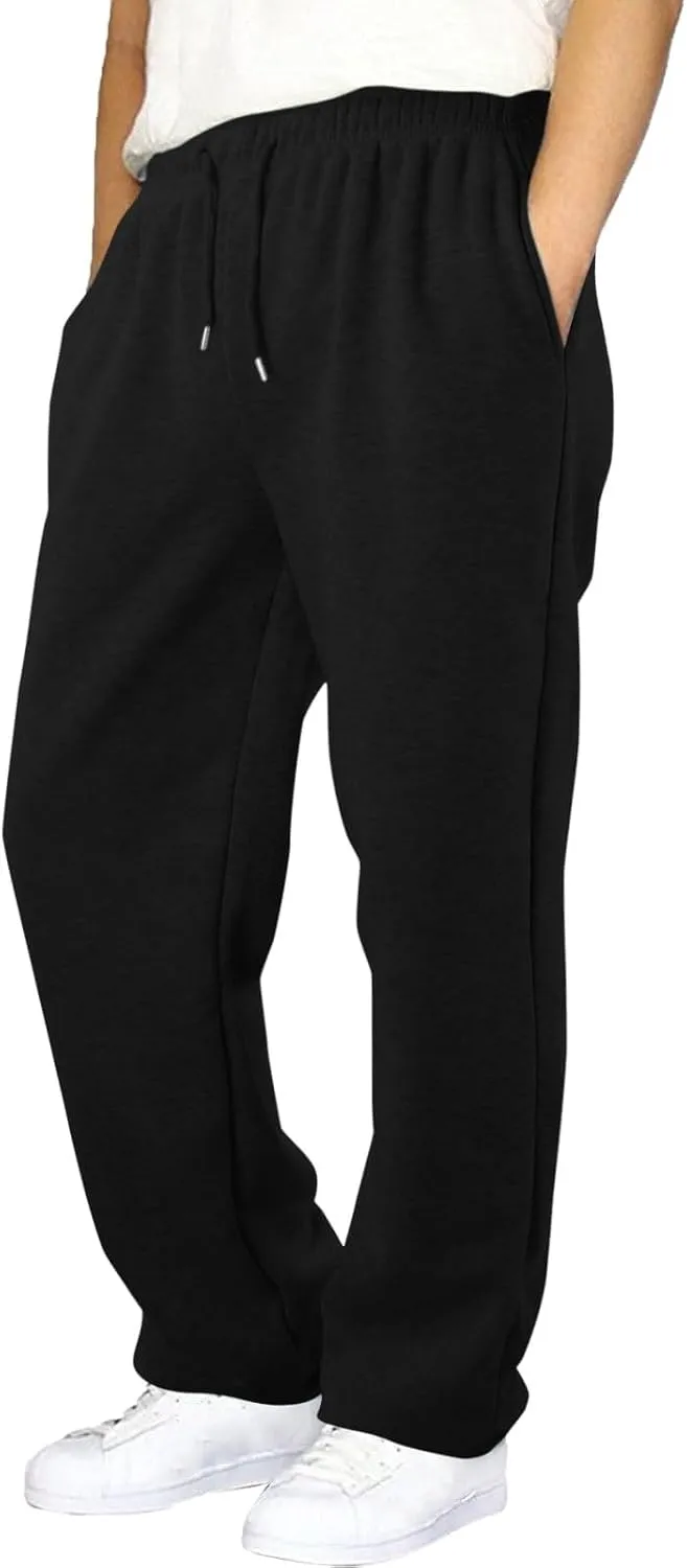 Men's Baggy Fleece Sweatpants Casual Drawstring Tapered Joggers Athletic Sweat Pants Workout Running with Pockets