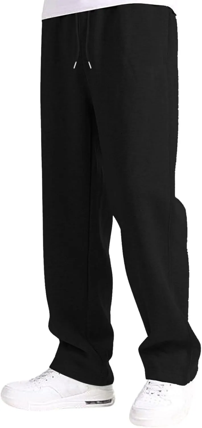 Men's Baggy Fleece Sweatpants Casual Drawstring Tapered Joggers Athletic Sweat Pants Workout Running with Pockets