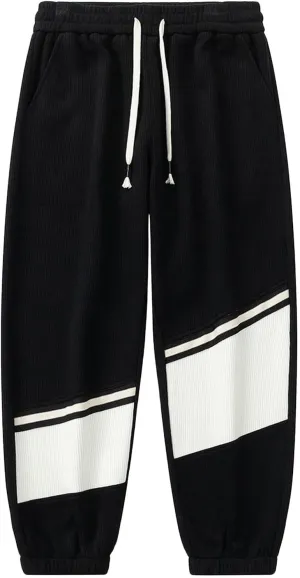 Men's Baggy Sweatpants Color Block Drawstring Sweatpants Casual Loose Lounge Sweat Pants Cargo Joggers with Pockets
