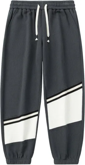 Men's Baggy Sweatpants Color Block Drawstring Sweatpants Casual Loose Lounge Sweat Pants Cargo Joggers with Pockets
