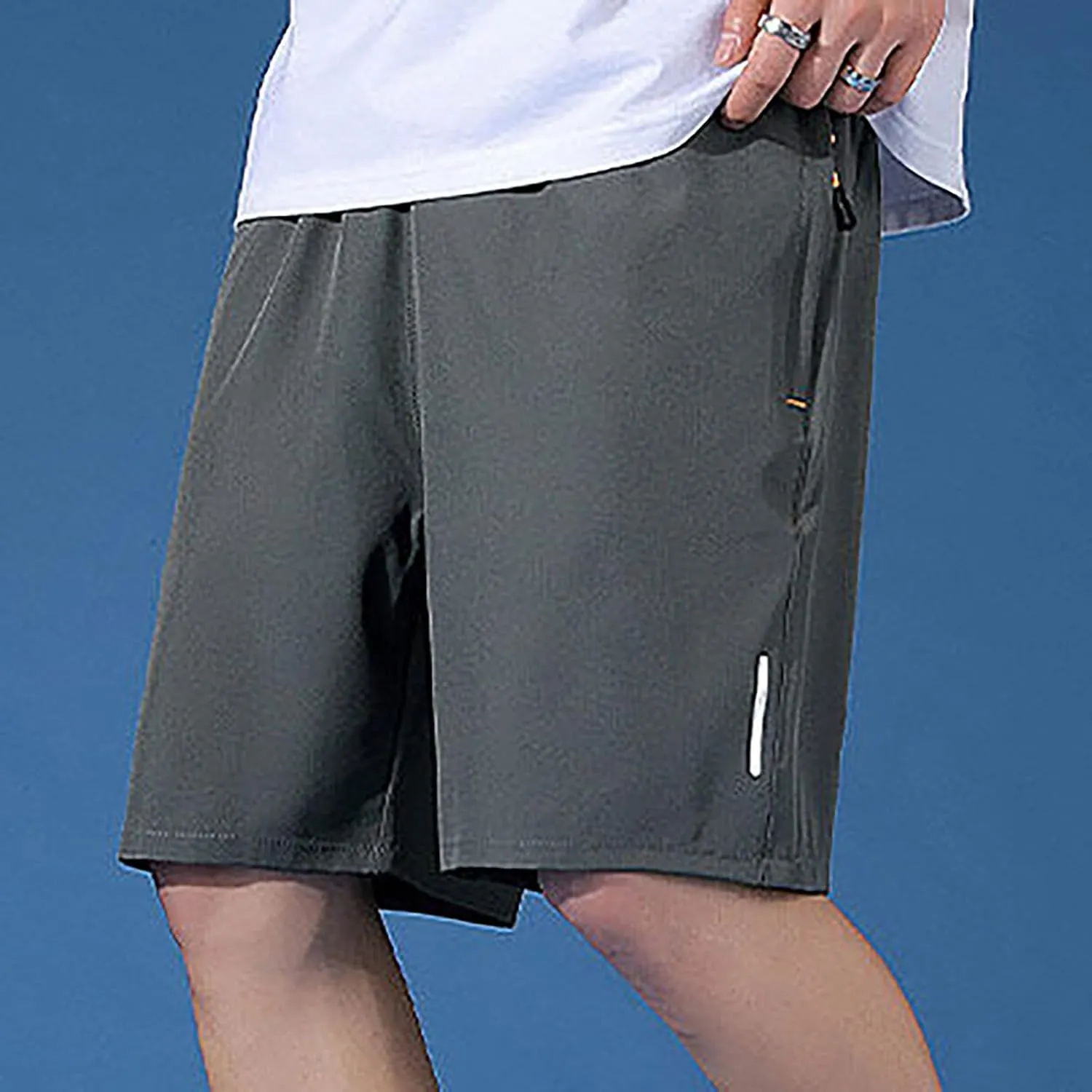 Mens Basketball Shorts Running Outdoor Activewear Gym Mosture-Wicking Breathable Bermuda Shorts with Zipper Pockets