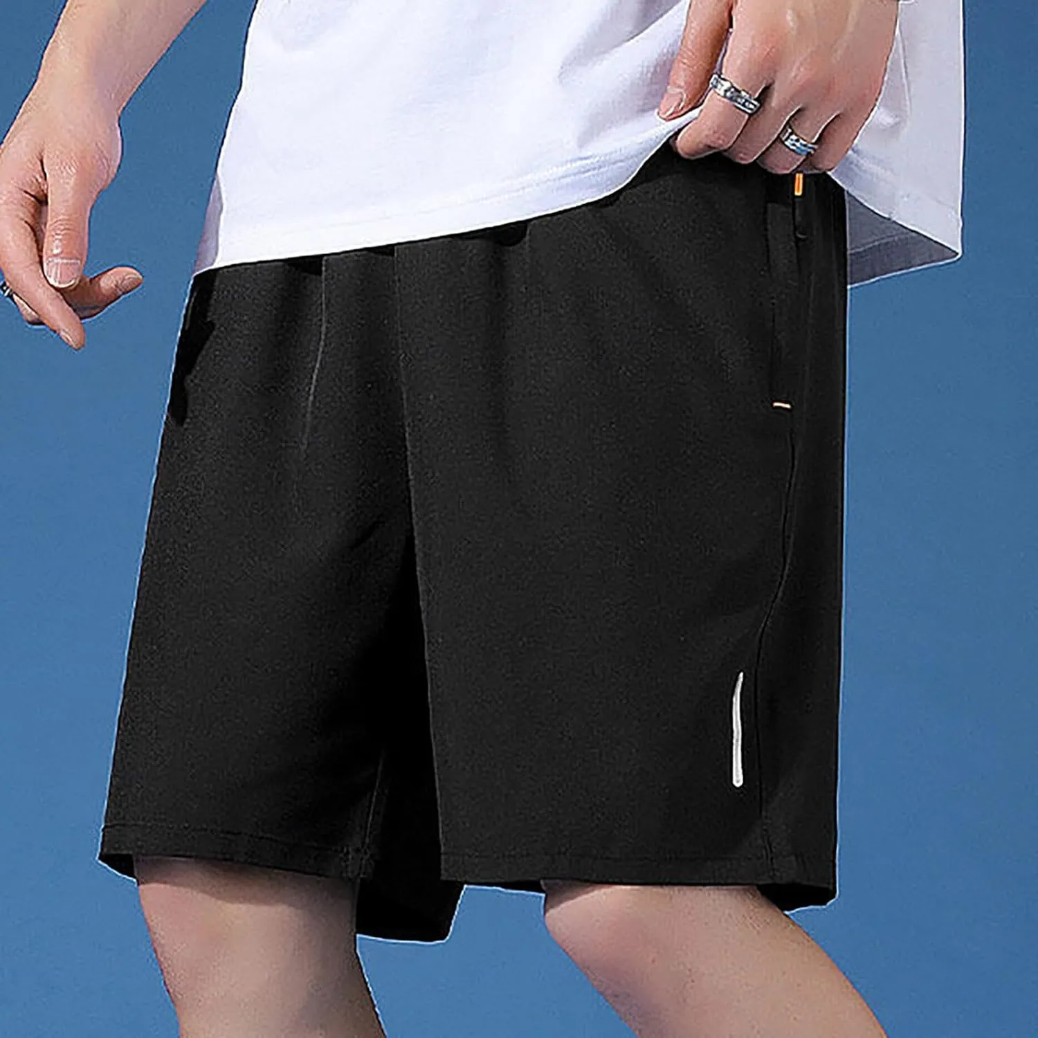 Mens Basketball Shorts Running Outdoor Activewear Gym Mosture-Wicking Breathable Bermuda Shorts with Zipper Pockets