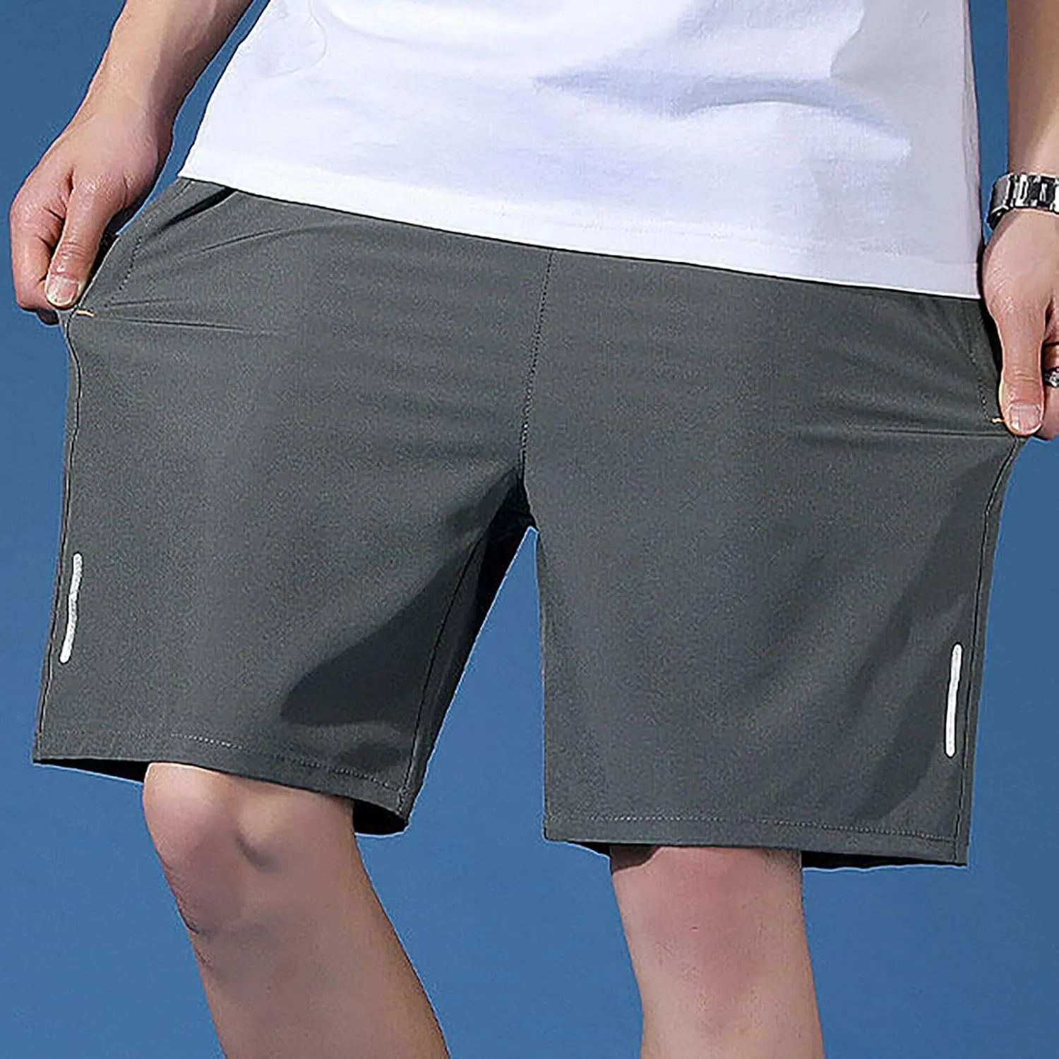 Mens Basketball Shorts Running Outdoor Activewear Gym Mosture-Wicking Breathable Bermuda Shorts with Zipper Pockets