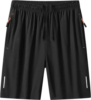 Mens Basketball Shorts Running Outdoor Activewear Gym Mosture-Wicking Breathable Bermuda Shorts with Zipper Pockets