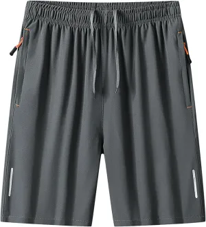 Mens Basketball Shorts Running Outdoor Activewear Gym Mosture-Wicking Breathable Bermuda Shorts with Zipper Pockets