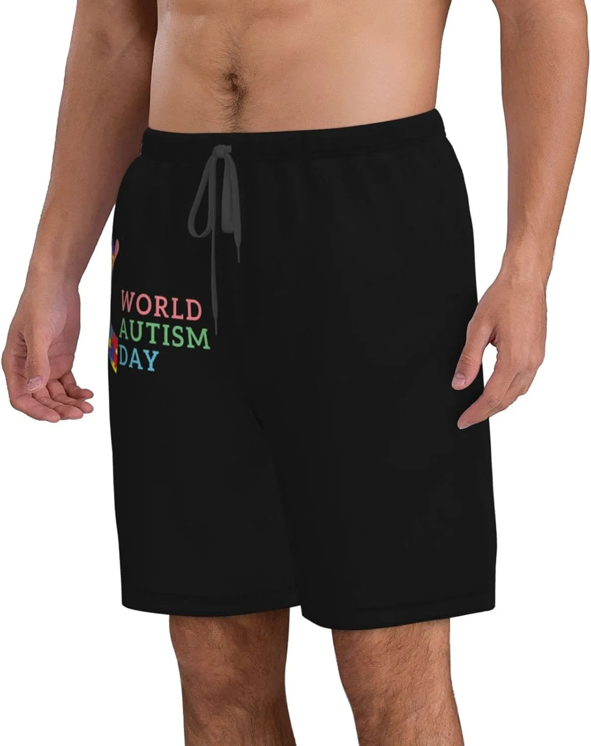Men's Beach Shorts Drawstring Quick Dry Running Shorts Comfortable Loose Gym Shorts Swimsuit Pants with Pockets