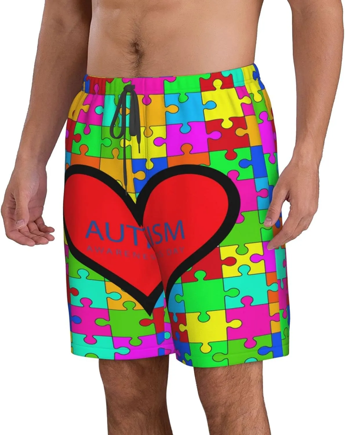 Men's Beach Shorts Drawstring Quick Dry Running Shorts Comfortable Loose Gym Shorts Swimsuit Pants with Pockets