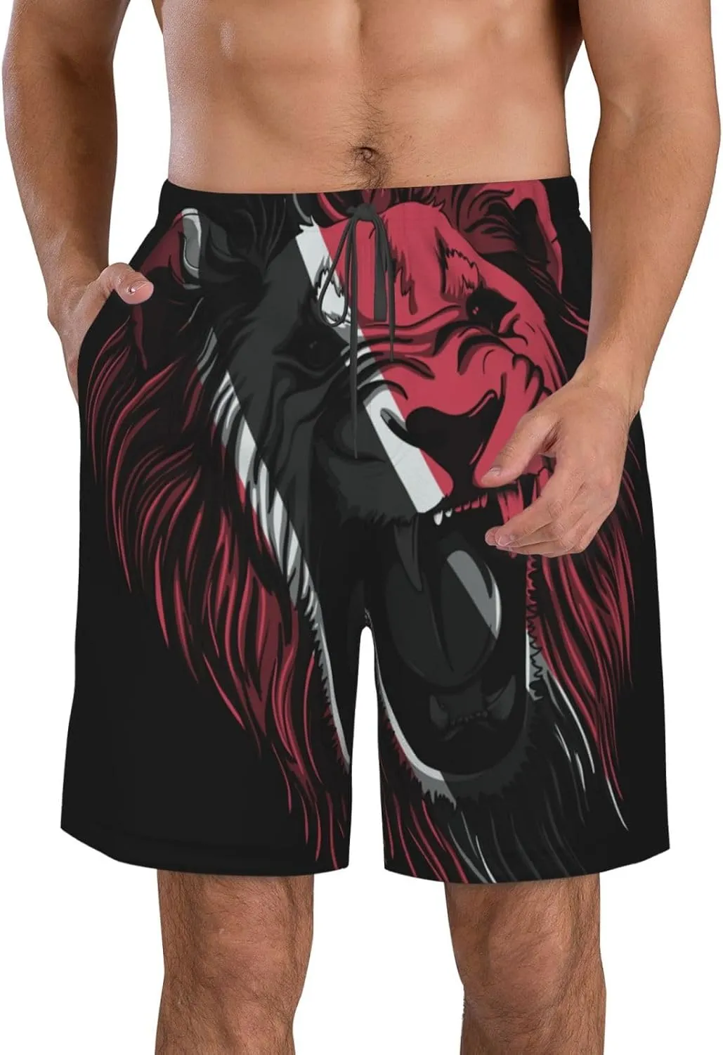 Men's Beach Shorts Drawstring Quick Dry Running Shorts Comfortable Loose Gym Shorts Swimsuit Pants with Pockets