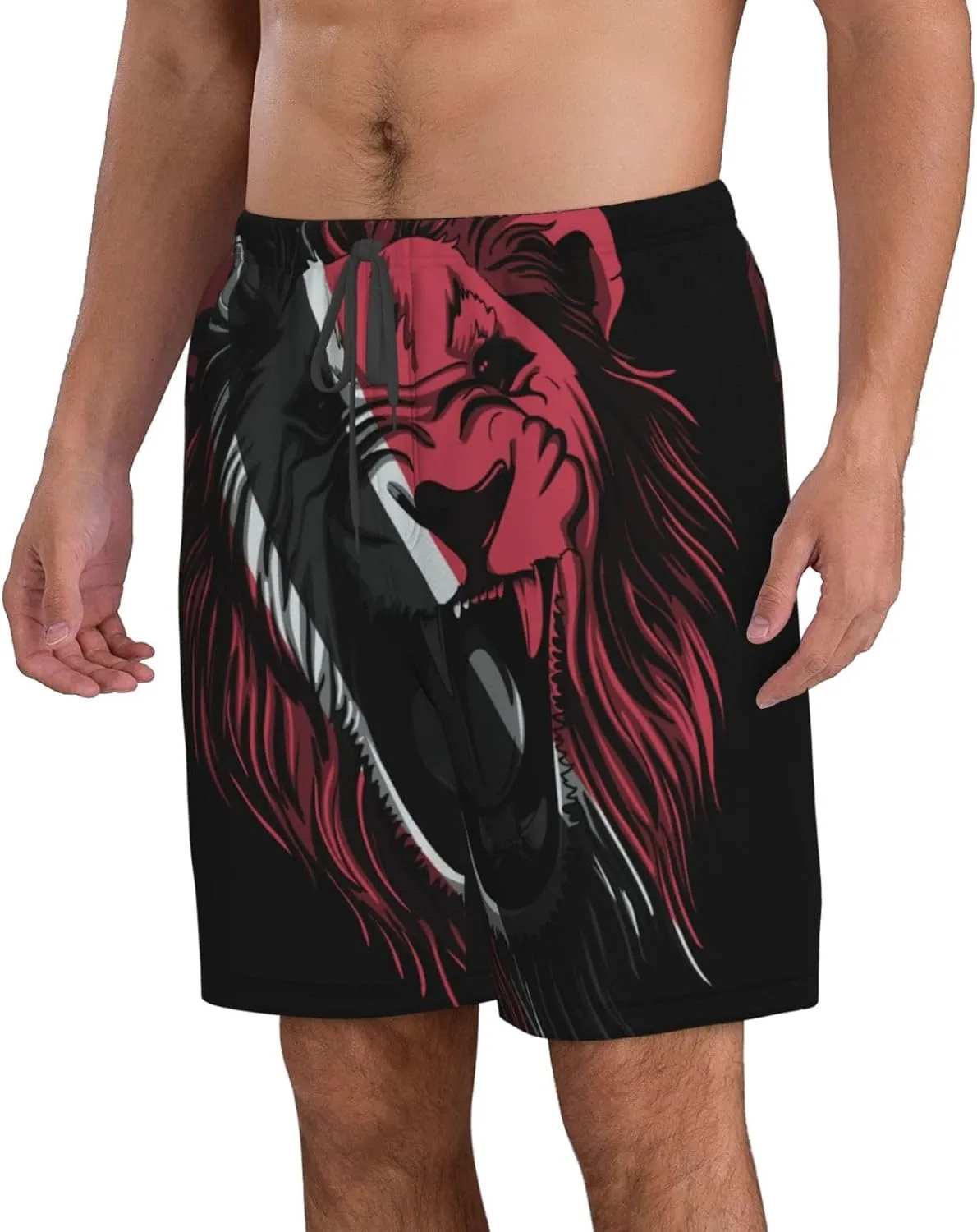 Men's Beach Shorts Drawstring Quick Dry Running Shorts Comfortable Loose Gym Shorts Swimsuit Pants with Pockets
