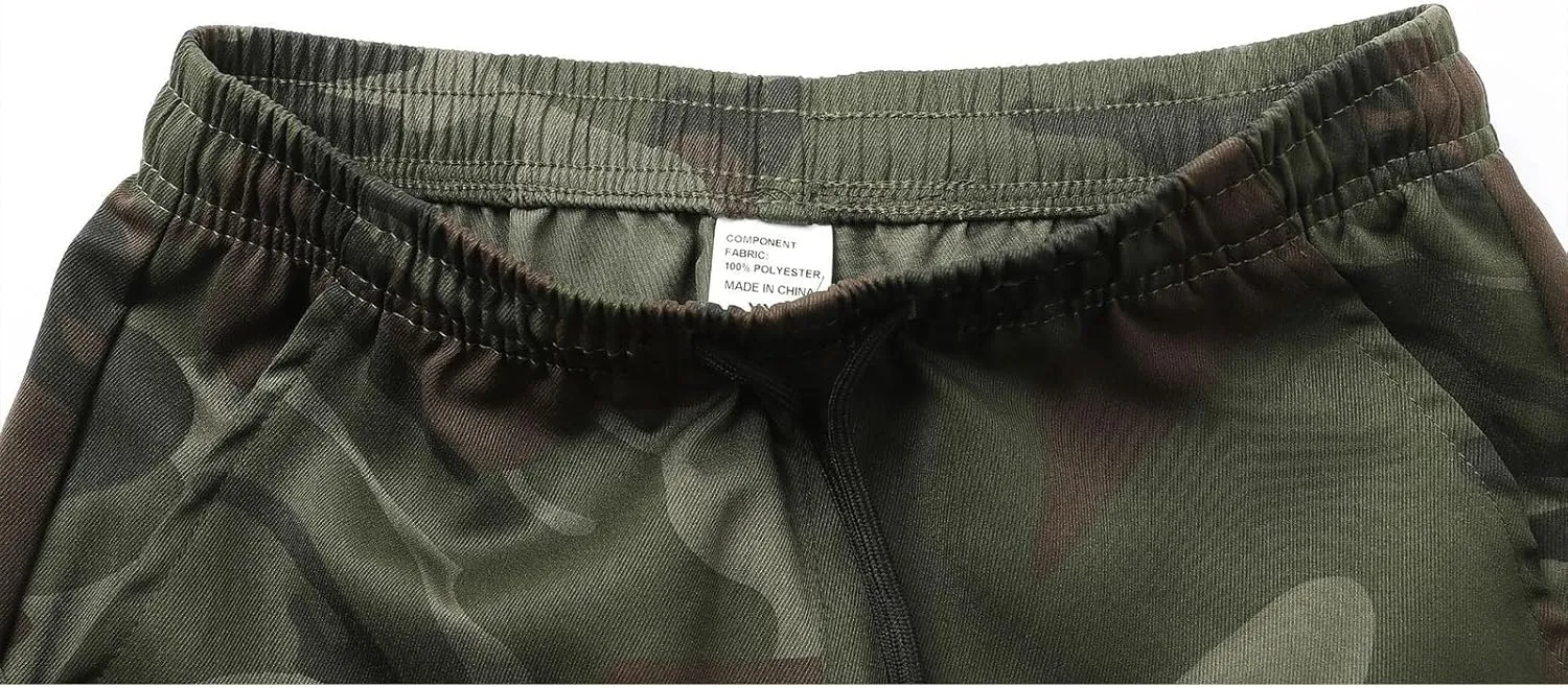 Men's Camo Cargo Pants Military Combat Hiking Sweatpants Outdoor Loose Fit Drawstring Pants for Travel Running Golf