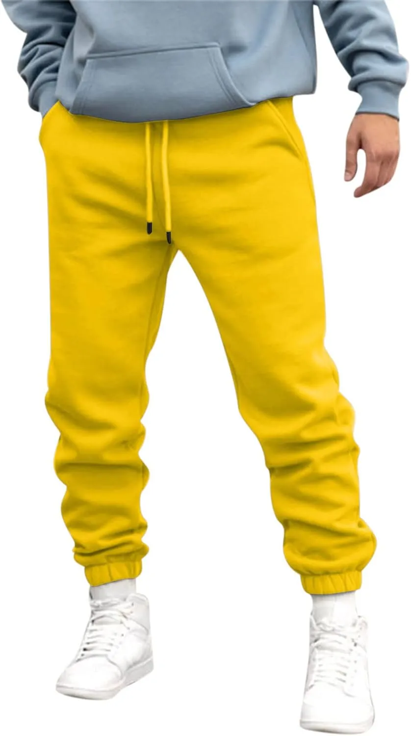 Mens Cargo Pants Casual Drawstring Hiking Pants Joggers Athletic Workout Pants Loose Straight Sweatpants with Pockets