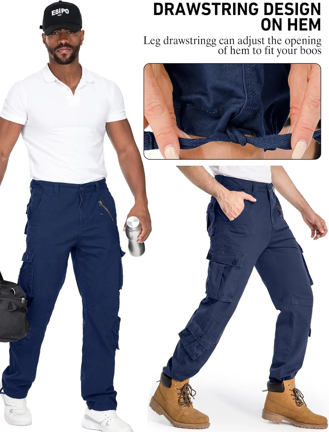 Men's Cargo Pants Casual Tactical Rip Stop Work Cotton Pants 8 Pockets