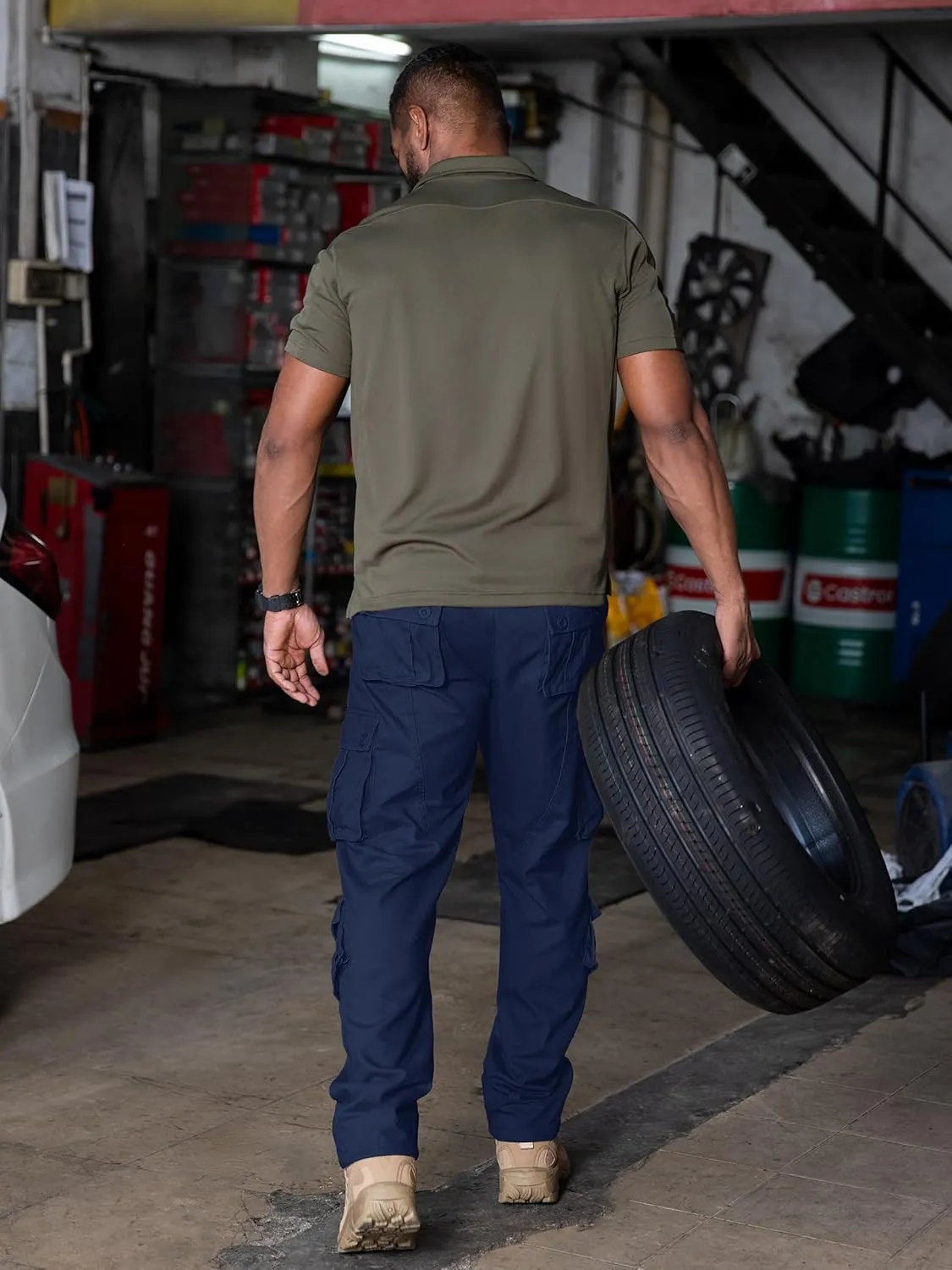 Men's Cargo Pants Casual Tactical Rip Stop Work Cotton Pants 8 Pockets