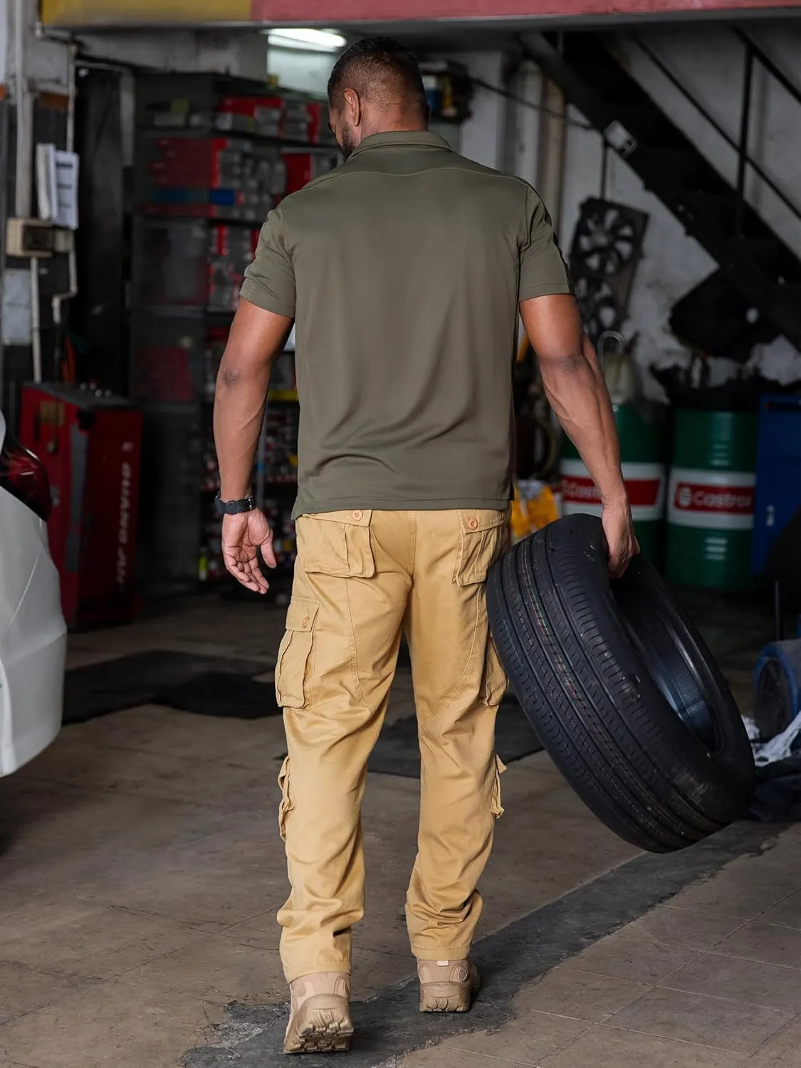Men's Cargo Pants Casual Tactical Rip Stop Work Cotton Pants 8 Pockets