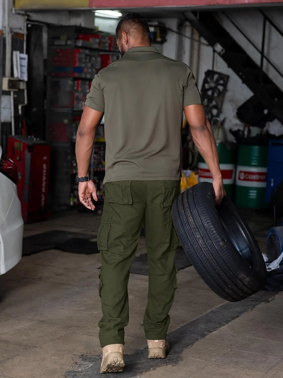 Men's Cargo Pants Casual Tactical Rip Stop Work Cotton Pants 8 Pockets