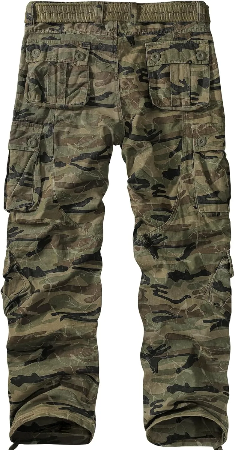 Men's Cargo Pants Casual Tactical Rip Stop Work Cotton Pants 8 Pockets