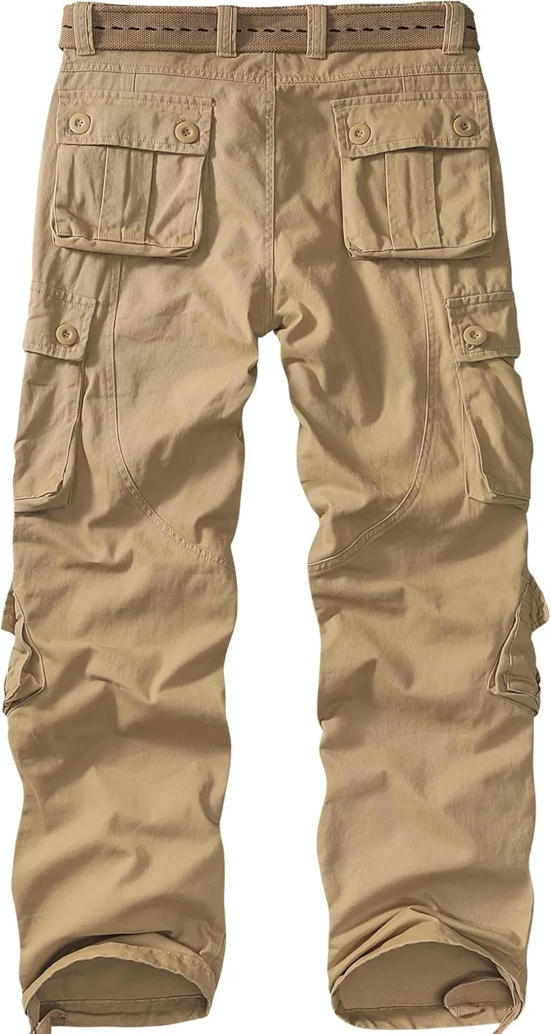 Men's Cargo Pants Casual Tactical Rip Stop Work Cotton Pants 8 Pockets