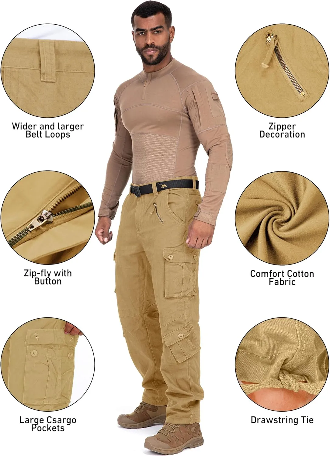 Men's Cargo Pants Casual Tactical Rip Stop Work Cotton Pants 8 Pockets