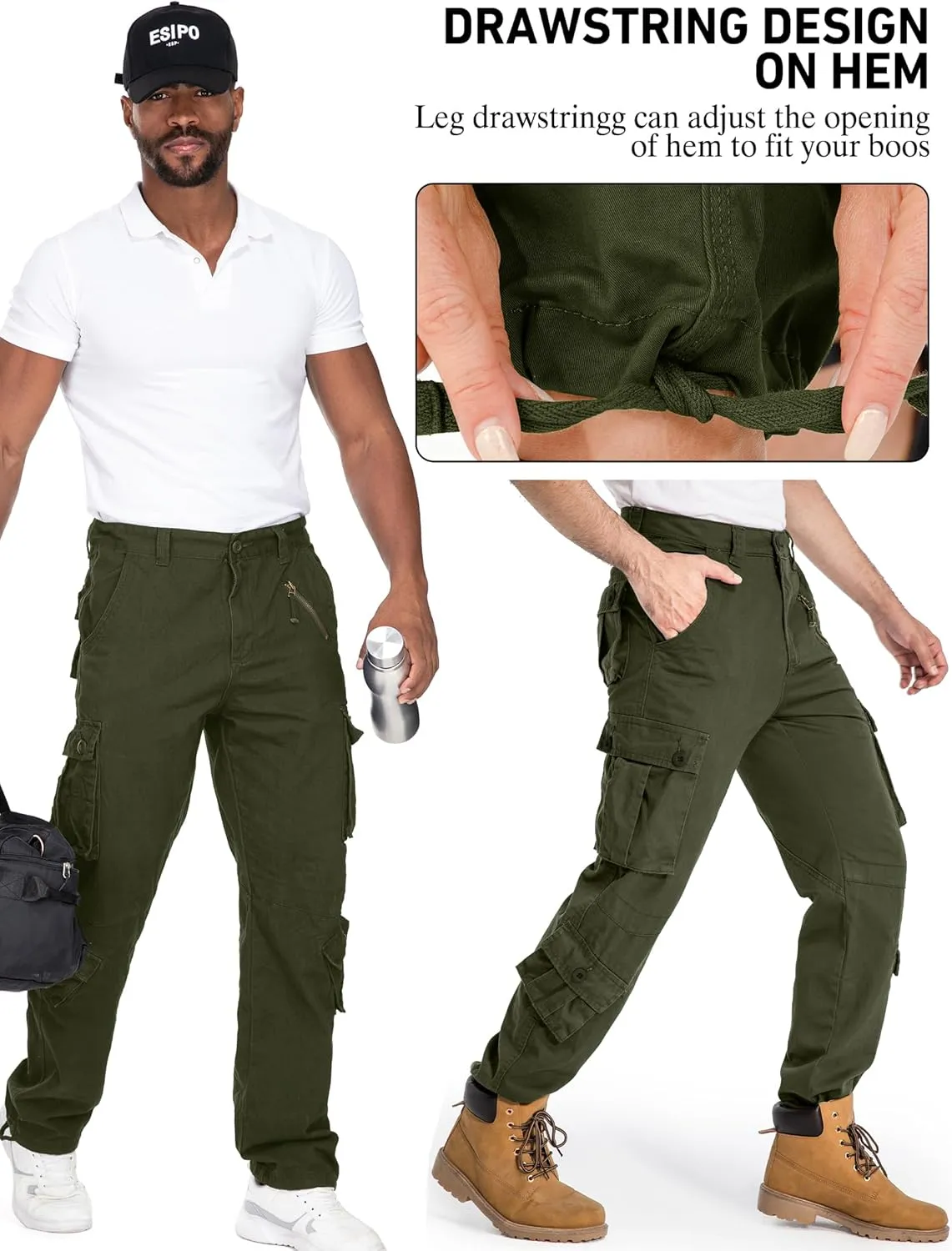 Men's Cargo Pants Casual Tactical Rip Stop Work Cotton Pants 8 Pockets