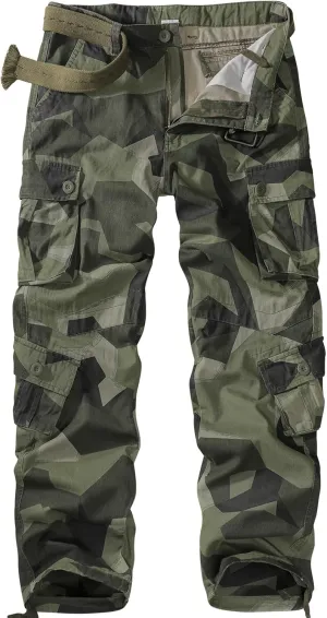 Men's Cargo Pants Casual Tactical Rip Stop Work Cotton Pants 8 Pockets