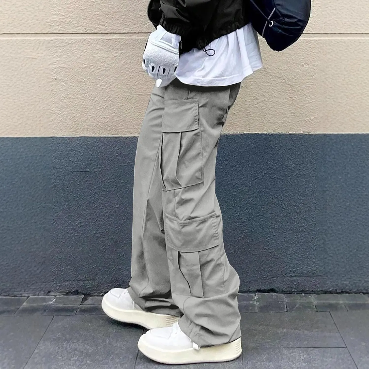 Mens Cargo Work Pants Relaxed Fit Tactical Ripstop Pants Baggy Stretch Camping Sweatpants Outdoor