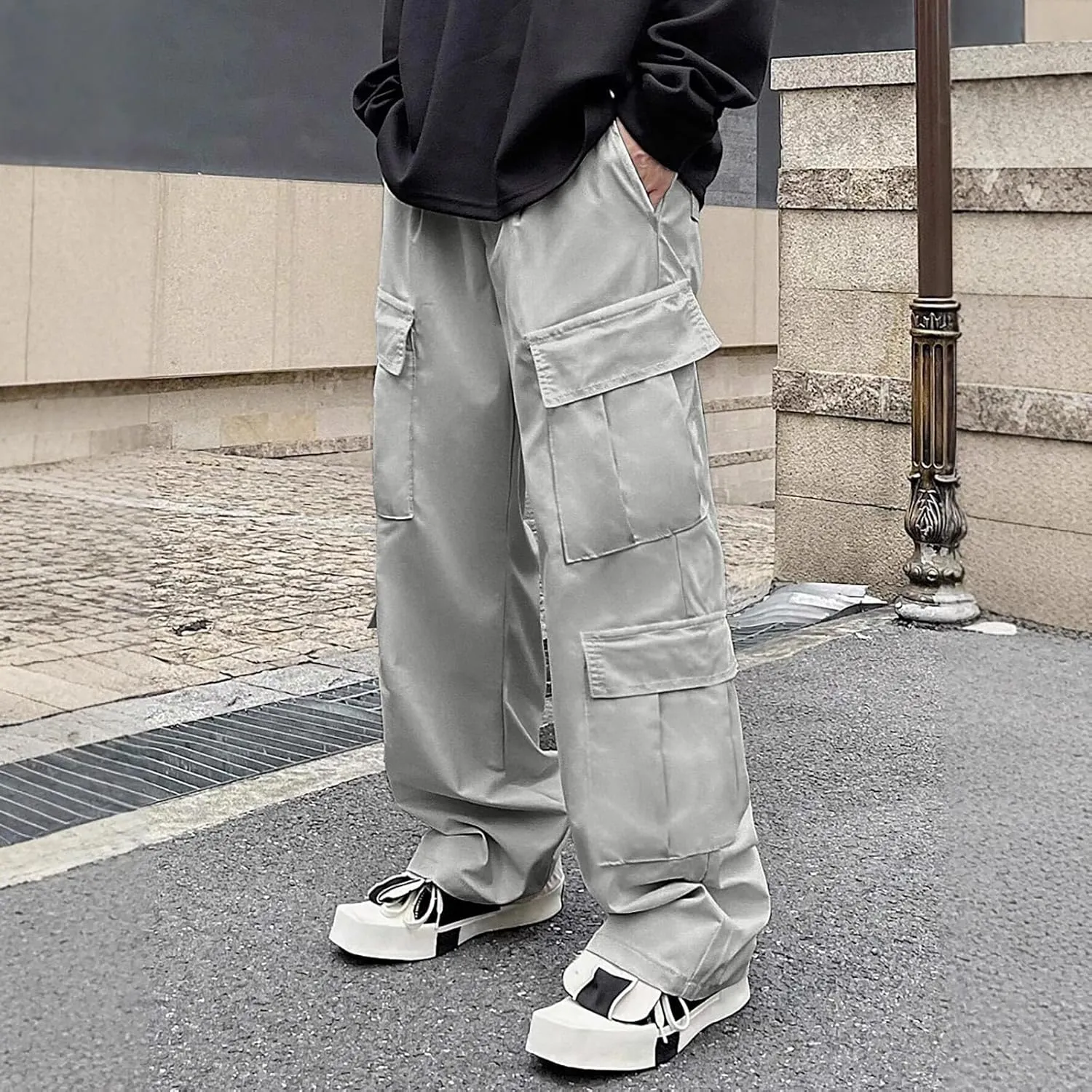 Mens Cargo Work Pants Relaxed Fit Tactical Ripstop Pants Baggy Stretch Camping Sweatpants Outdoor