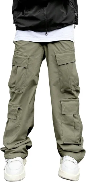 Mens Cargo Work Pants Relaxed Fit Tactical Ripstop Pants Baggy Stretch Camping Sweatpants Outdoor