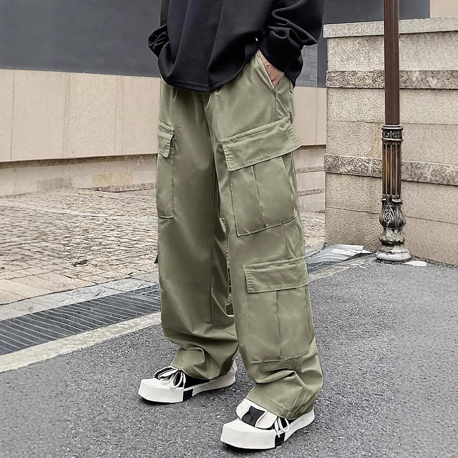 Mens Cargo Work Pants Relaxed Fit Tactical Ripstop Pants Baggy Stretch Camping Sweatpants Outdoor